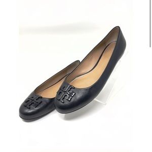 Tory Burch Raphael Black Leather Flats Shoes